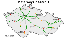 Map of the Czech motorway network (2023) Motorways in Czechia map.svg