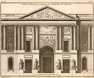 Avant-corps de la façade du péristyle du Louvre