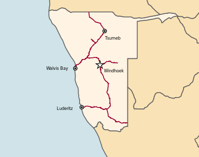 ナミビアの鉄道網