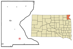Location in Roberts County and the state of South Dakota