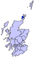 Karta över Skottland med Orkneyöarna markerade.