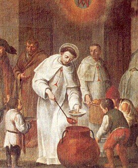 Святой Симон де Рохас раздаёт еду бедным. Неизвестный автор, середина XVII века.