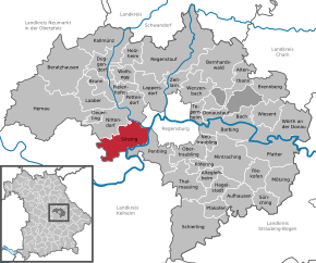 Poziția Sinzing pe harta districtului Regensburg