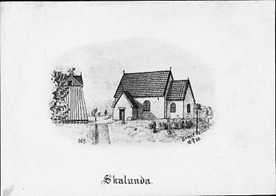 Kyrkan på teckning från 1888.