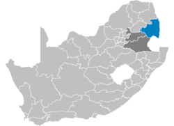 Karte de Sud Afrika montra Ehlanzeni in Mpumalanga