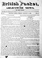 cover of the first issue of The British Packet, and Argentine News published on August 4, 1826.