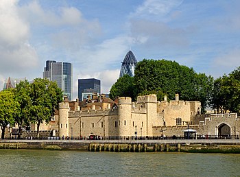 The Traitors' Gate with the Gerkin in the background. Tower of London, London, UK. The Traitors' Gate. Tower of London, GB.jpg