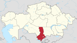 Sydkazakstan på en karta av Kazakstan.