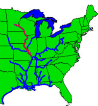 The inland and intracoastal waterways, with the Upper Mississippi highlighted in red. Upper Mississippi.png