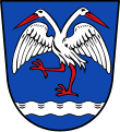 Doppelköpfiger Storch im Wappen von Bessenbach