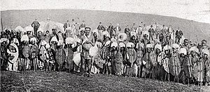 Historical picture of Zulu warriors from about...