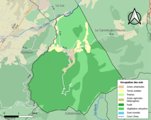 Carte en couleurs présentant l'occupation des sols.