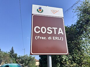 A Còsta (frasiun d'Èrli), cartellu cu-u numme da frasiun