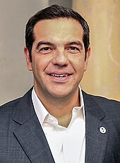 Alexis Tsipras, socialist Prime Minister of Greece who led the Coalition of the Radical Left (SYRIZA) through a victory in the January 2015 Greek legislative election Alexis Tsipras, prime minister of Greece (cropped).jpg