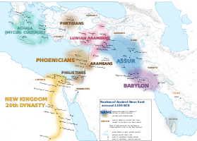 Ekialde Hurbilaren mapa politikoa K.a. 1100. urte inguruan.
