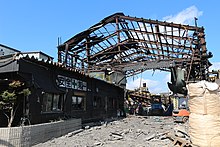 平成30年7月豪雨に伴う爆発事故で全壊した朝日アルミ産業の社屋（岡山県総社市）