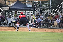 Women playing softball