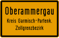 Ortstafel von Oberammergau in den 1960er Jahren