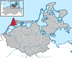 Elhelyezkedése Mecklenburg-Elő-Pomeránia térképén