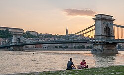 The Danube, Europe's second-longest river, in Budapest, Hungary. Buda Castle Hill and the Chain Bridge, 2013 Budapest city 09.jpg