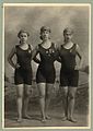 c. 1920: young women wearing swimming competition medals