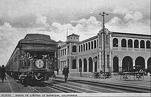 Santa Fe train arriving at the Casa del Desierto in 1926. California Limited Santa Fe 1926.JPG