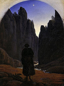 Pèlerin dans une vallée rocheuse, vers 1820, Berlin, Alte Nationalgalerie.
