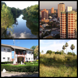 Clockwise from top: Negro River, Resistencia, National University of the Northeast, Chaco Oriental.