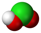 Molecular structure of chlorous acid.