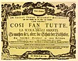 Theaterzettel der Uraufführung von „Così fan tutte“