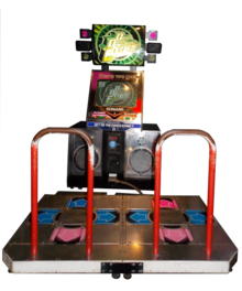 Dance Dance Revolution (cabinet pictured) was Robinson's first contact with electronic music. DDR Extreme arcade at Cineplex Cinemas Yorkdale 20151202.png