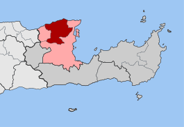 Localização da unidade municipal de Neápolis (vermelho) no município de Ágios Nikolaos (rosa) e na unidade regional de Lasíti