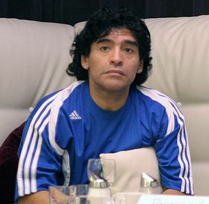 Diego Maradona watching on TV the 2006 Footbal...