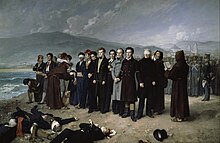 Execution of Jose Maria de Torrijos y Uriarte and his men in 1831 as Spanish King Ferdinand VII took repressive measures against the liberal forces in his country Fusilamiento de Torrijos (Gisbert).jpg