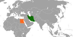 Mapa indicando localização do Egito e do Irã.