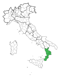 Corigliano Calabro beldesini gösteren İtalya haritası