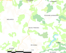 Mapa obce Rilhac-Treignac