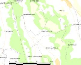 Mapa obce Saint-Hélier