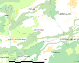 Mapa obce Montmahoux