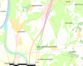 Mapa obce Les Granges-Gontardes