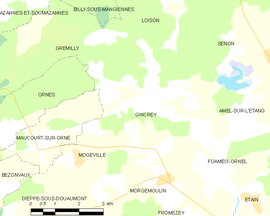 Mapa obce Gincrey
