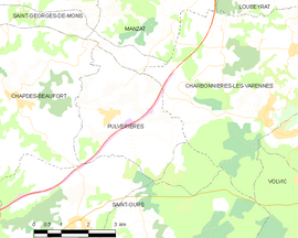 Mapa obce Pulvérières