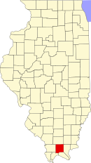 Map of Illinois highlighting Johnson County