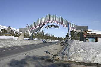 E6 på gränsen mellan Namsskogans kommun i Trøndelag och Grane kommun i Nordnorge.