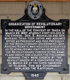 Historical marker at Tanza Church convent