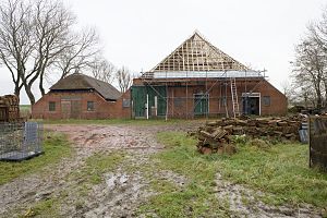 Overzicht van de achtergevels tijdens de restauratie