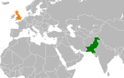 Location map for Pakistan and the United Kingdom.