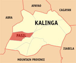 Mapa ng Kalinga na nagpapakita sa lokasyon ng Pasil.