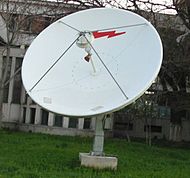 A C-band Andrew Corporation satellite dish used by TVRO systems. Satellite dish 1 C-Band.jpg