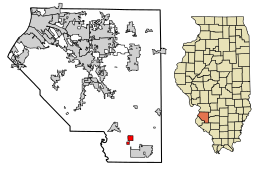 Location of Lenzburg in St. Clair County, Illinois.